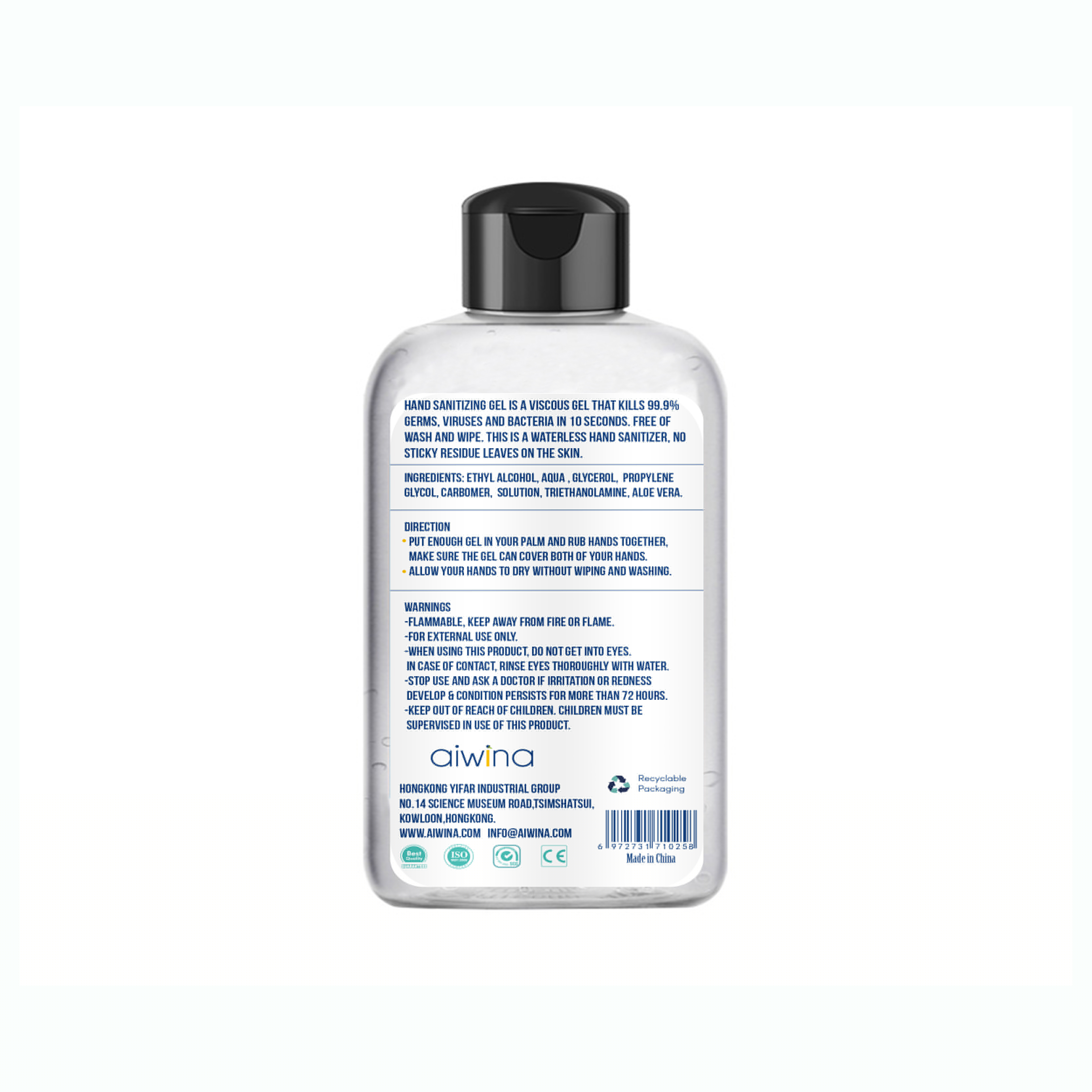 Gel désinfectant pour les mains Aiwina